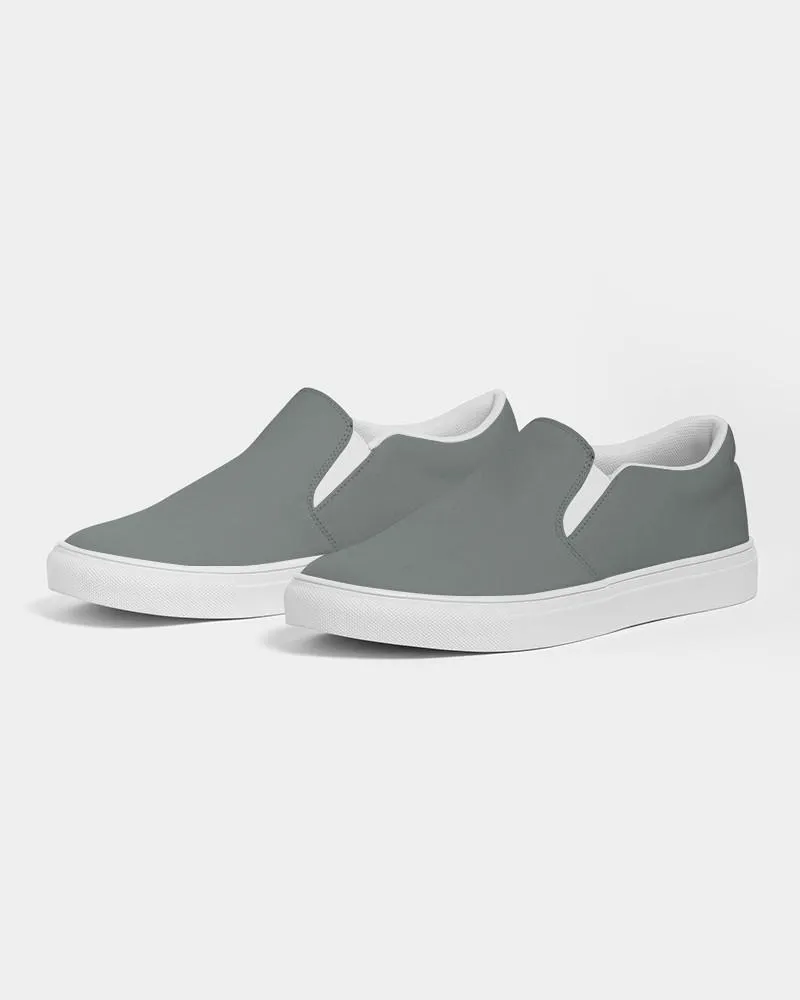 Medium Dark Green Gray Slip-On Canvas Sneakers | Women's | Medium Dark Pale Green Gray | C10M0Y10K60