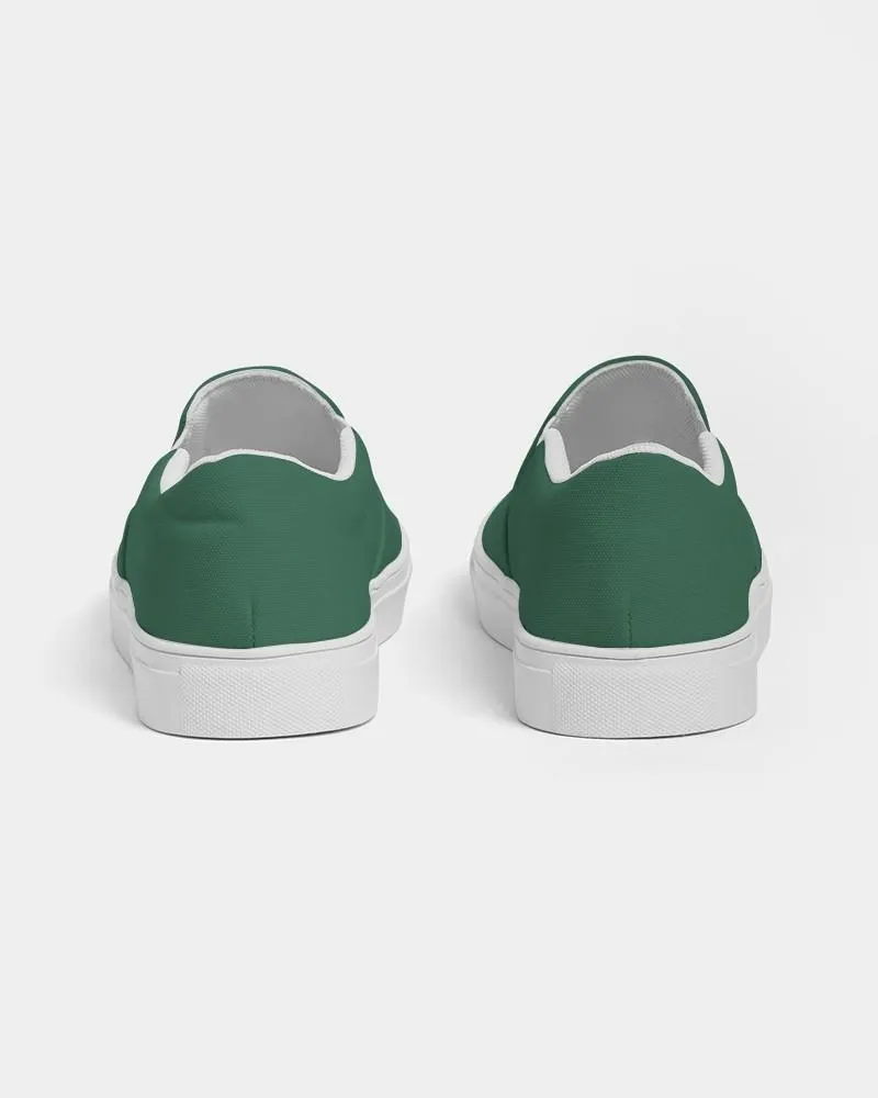 Medium Dark Green Slip-On Canvas Sneakers | Women's | Medium Dark Pastel Green | C60M0Y60K60