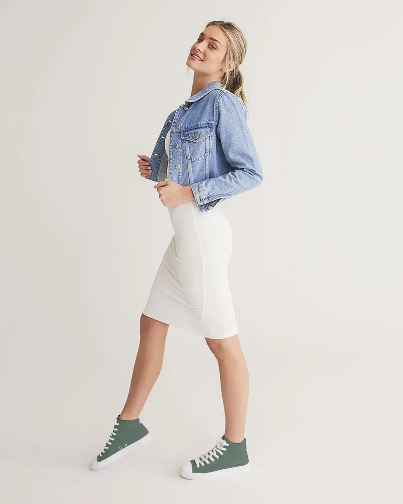 Medium Dark Green Women's High-top Canvas Sneakers | Women's | Medium Dark Pale Pastel Green | C30M0Y30K60