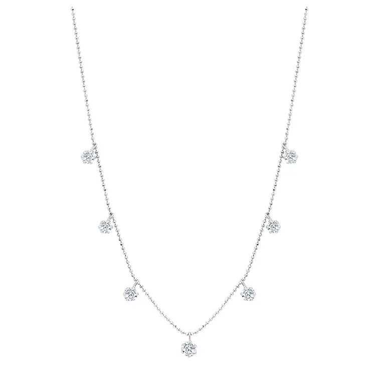 Medium Floating Diamond Necklace- White Gold