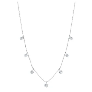 Medium Floating Diamond Necklace- White Gold