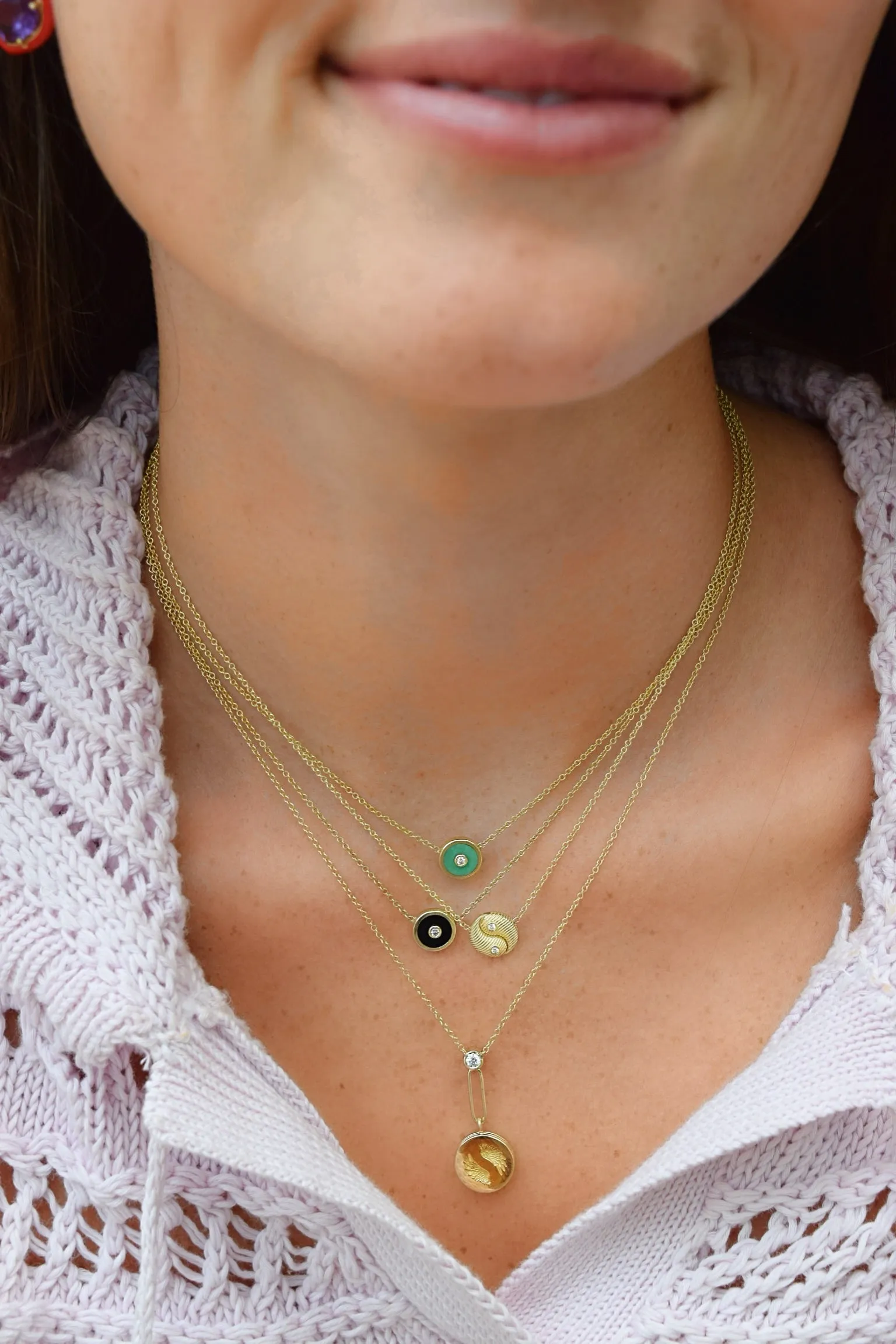 Mini Compass Pendant- Green Turquoise