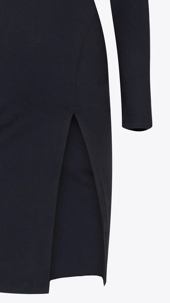 Mock Midi Slit Dress - Black