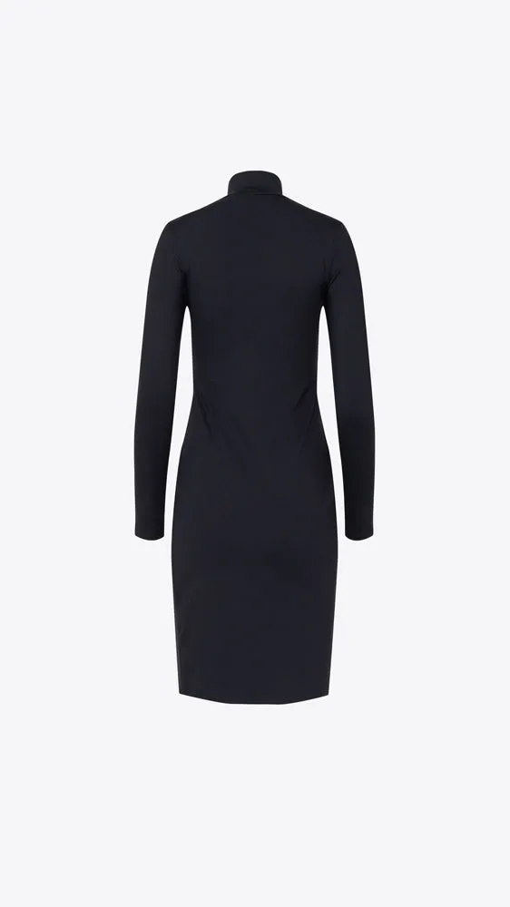Mock Midi Slit Dress - Black