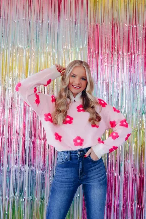 Montrose Mock Neck Floral Sweater - Pink