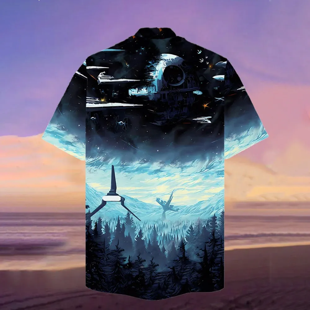 Mysterious Outer Space Starship And Army Printing Short Sleeve Shirt 2410000373