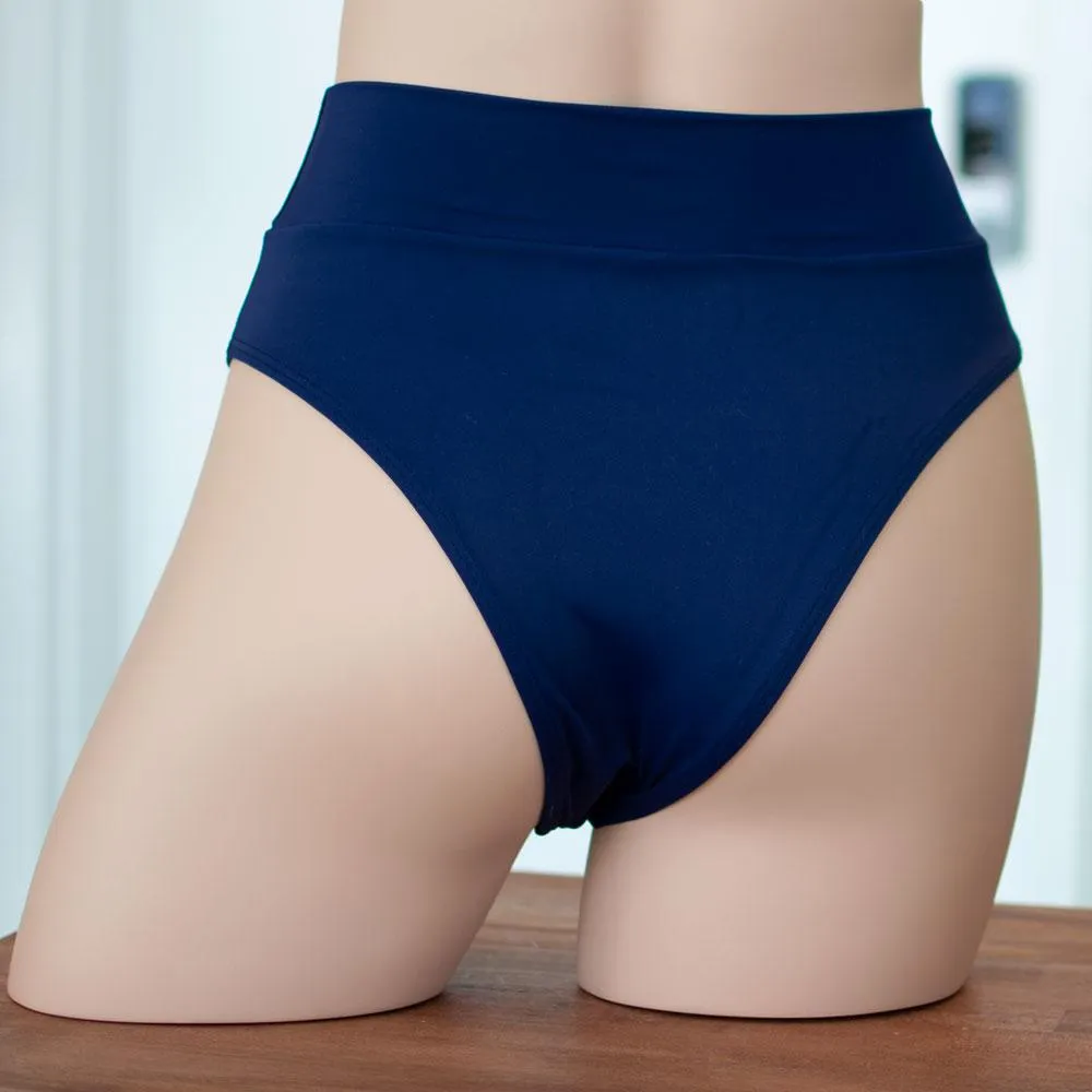 Navy Blue High Rise/ High Waisted Bikini Bottom