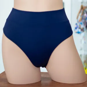 Navy Blue High Rise/ High Waisted Bikini Bottom
