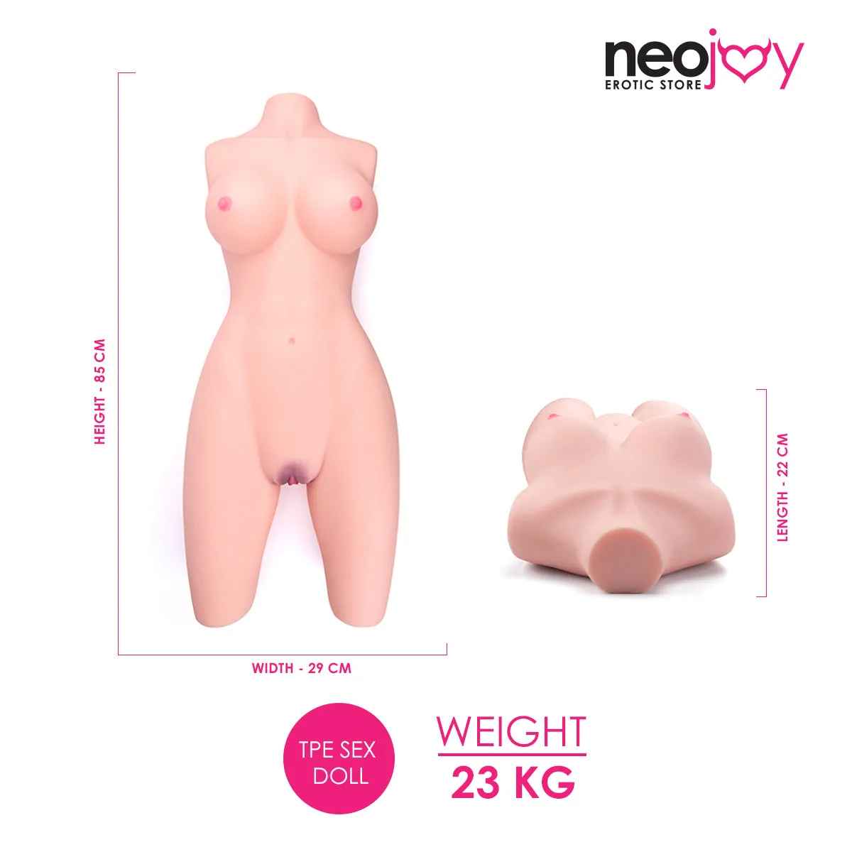 Neojoy - Big half body Sex Torso with Flexible Skeleton - Skin - 23Kg
