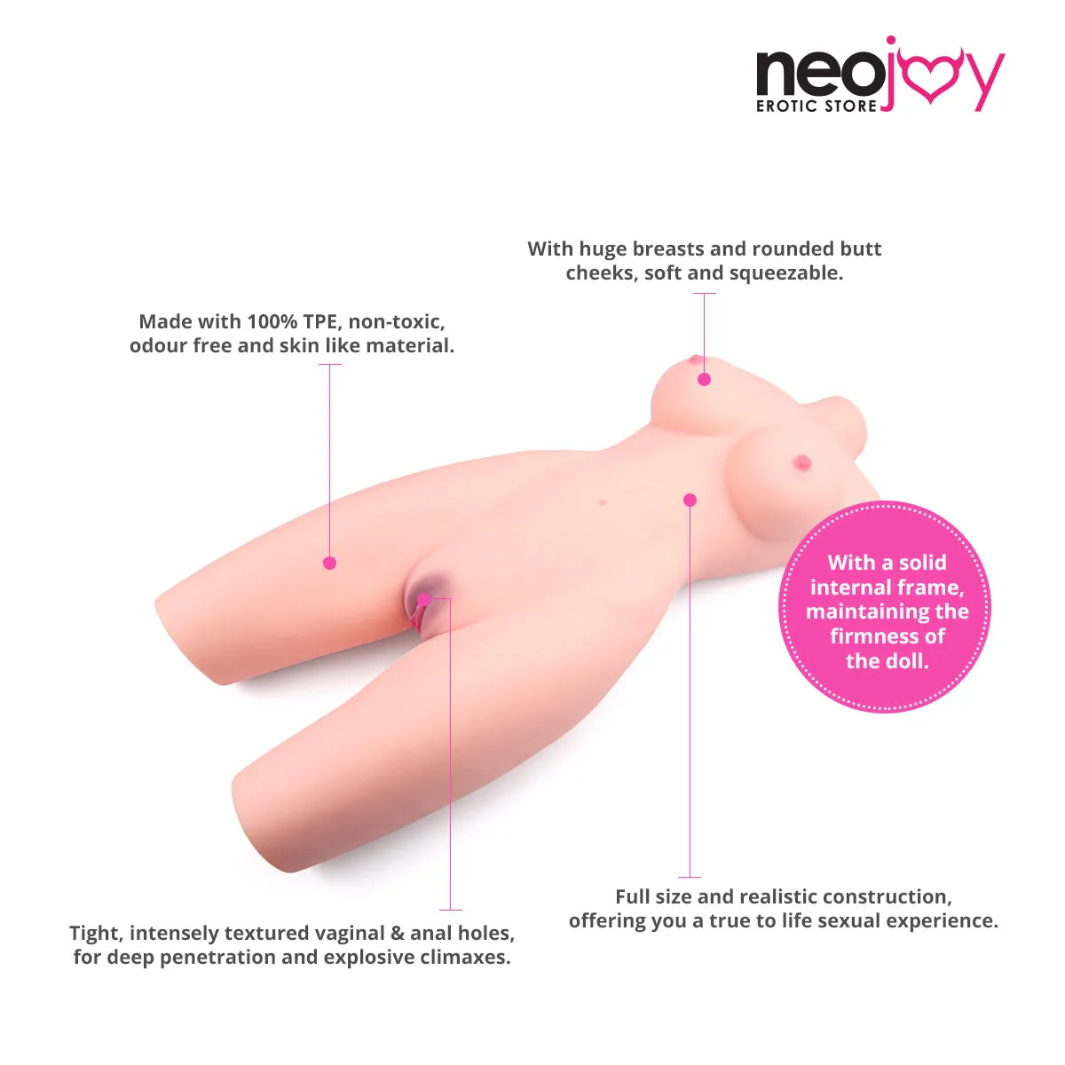 Neojoy - Big half body Sex Torso with Flexible Skeleton - Skin - 23Kg