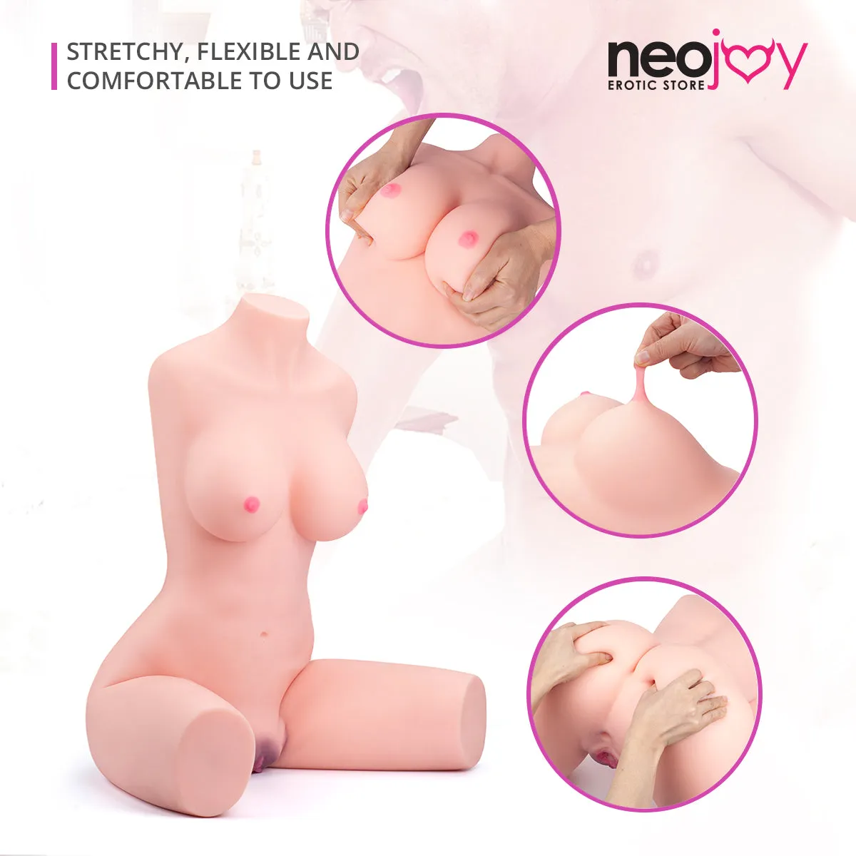 Neojoy - Big half body Sex Torso with Flexible Skeleton - Skin - 23Kg