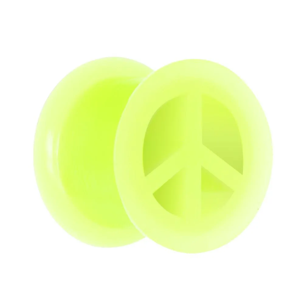 Neon Yellow Silicone Peace Sign Tunnel 0 Gauge to 14mm