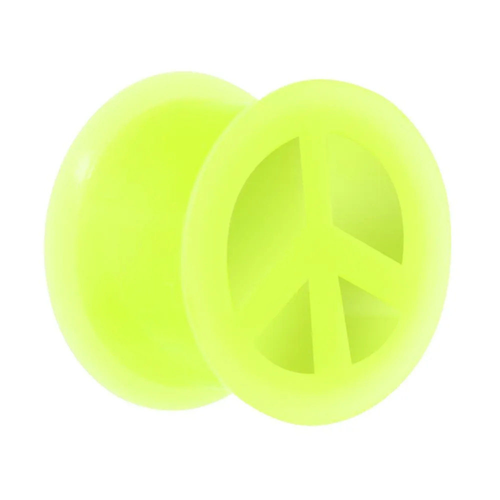 Neon Yellow Silicone Peace Sign Tunnel 0 Gauge to 14mm