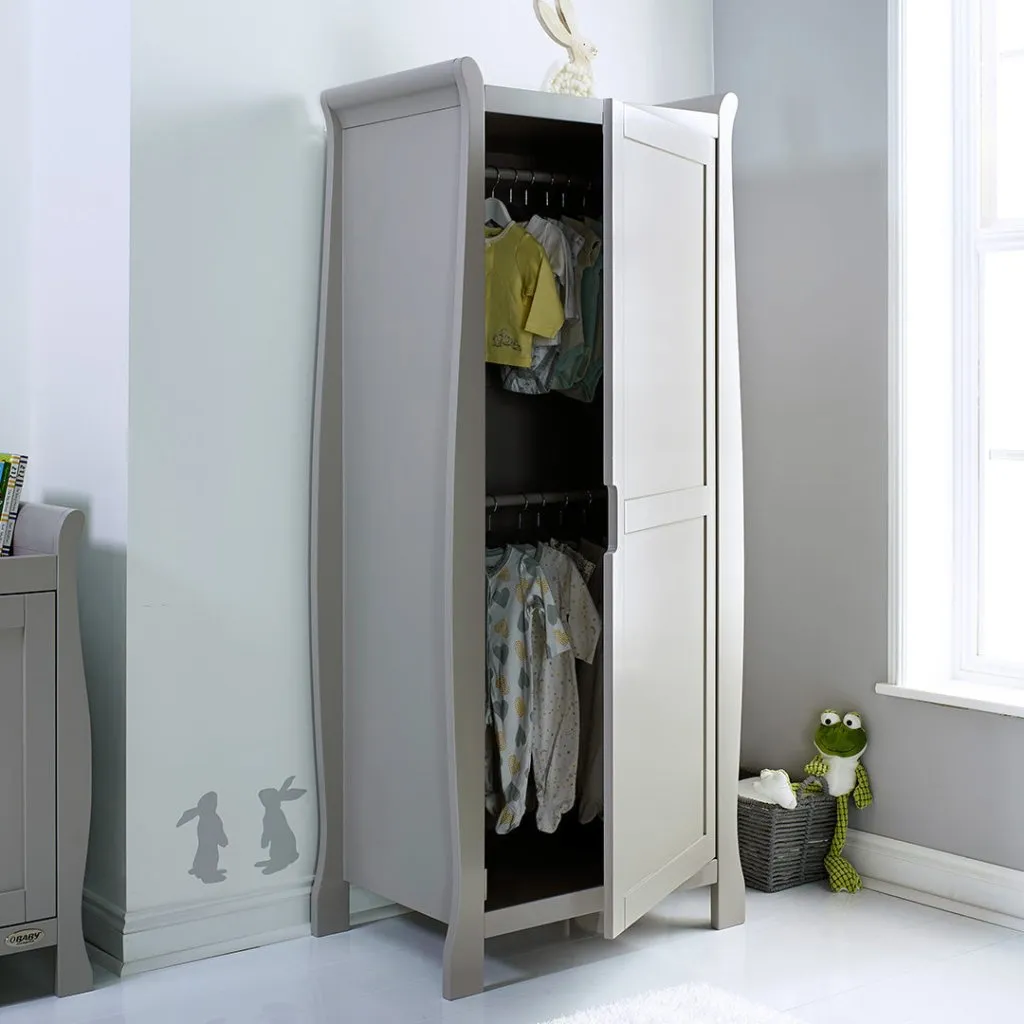 OBABY Stamford Sleigh Single Wardrobe - Warm Grey