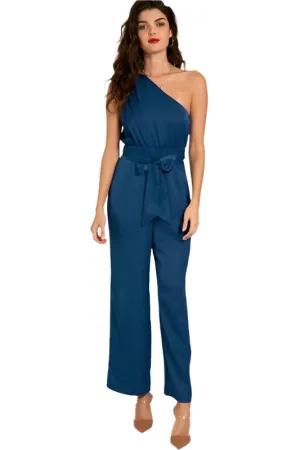 One Shoulder Jumpsuit with Back Tie