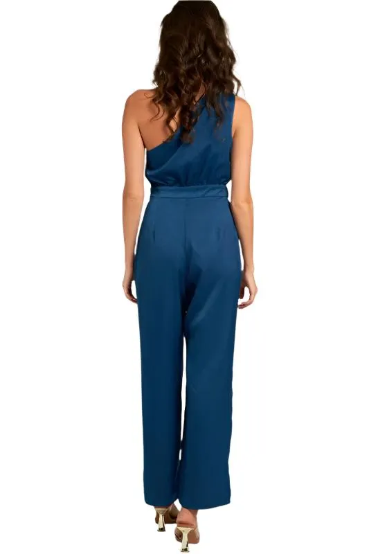 One Shoulder Jumpsuit with Back Tie