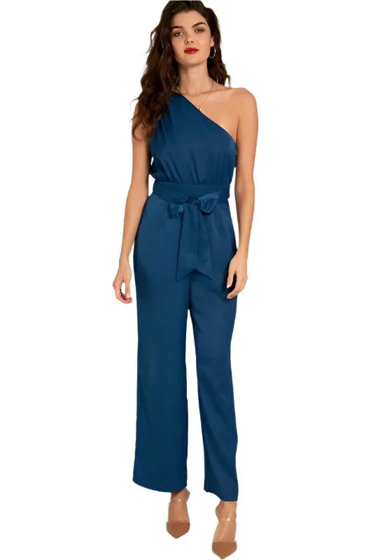 One Shoulder Jumpsuit with Back Tie
