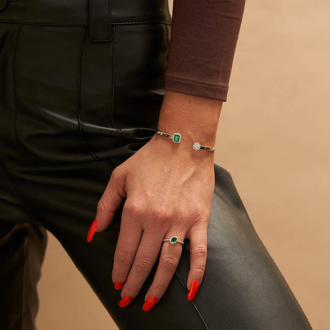 Open Center Diamond & Emerald Bracelet