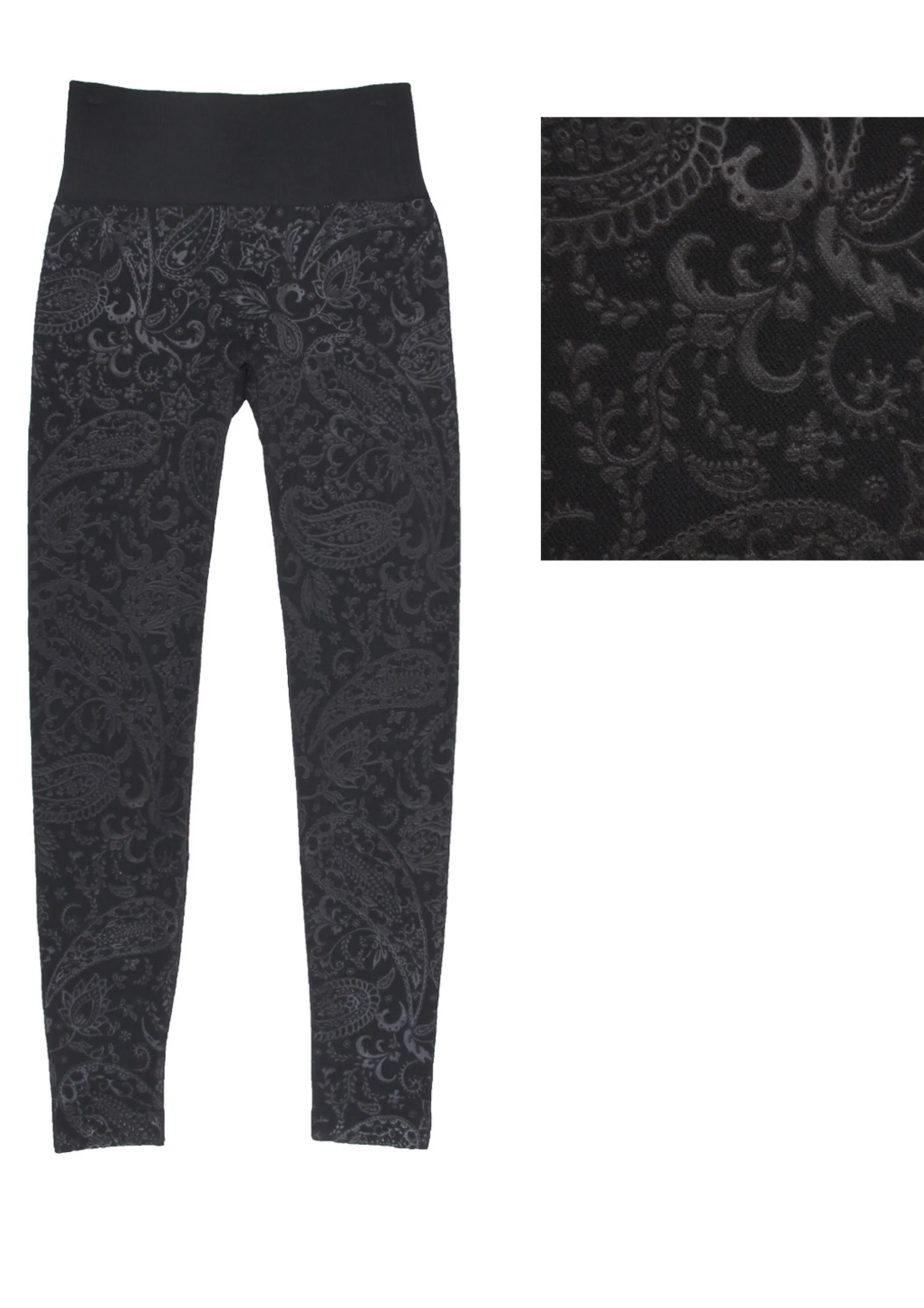 Paisley Embossed Fleece Lined Leggings