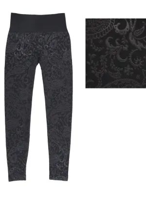 Paisley Embossed Fleece Lined Leggings
