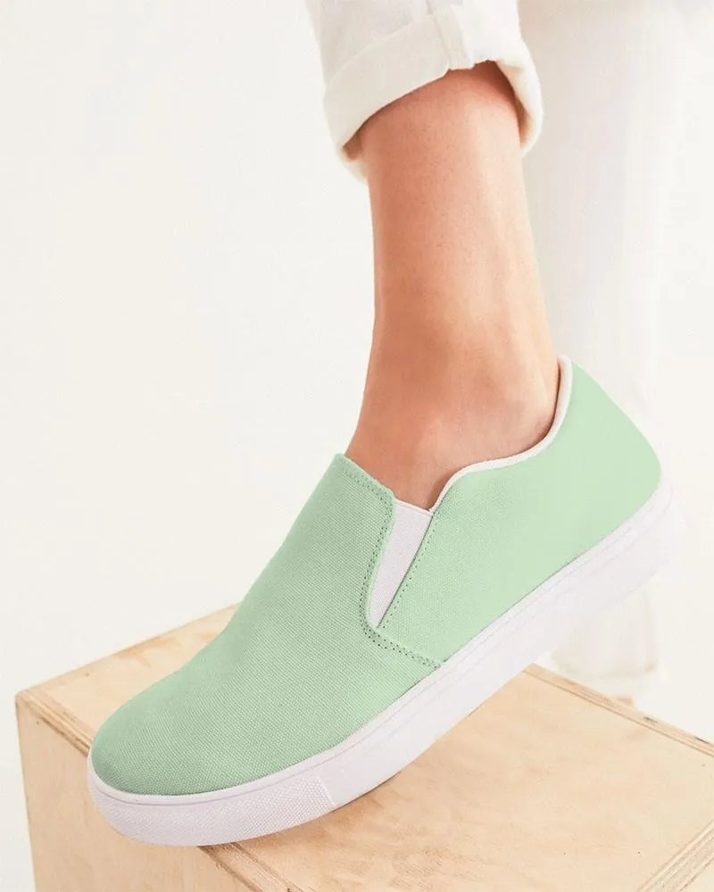 Pale Pastel Green Slip-On Canvas Sneakers | Women's | Bright Pale Pastel Green | C22M0Y30K0