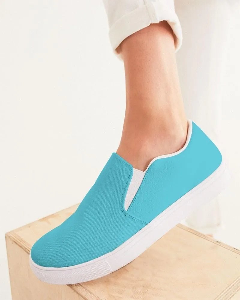 Pastel Warm Cyan Slip-On Canvas Sneakers | Women's | Bright Pastel Warm Cyan | C60M0Y15K0