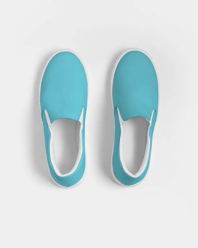 Pastel Warm Cyan Slip-On Canvas Sneakers | Women's | Bright Pastel Warm Cyan | C60M0Y15K0