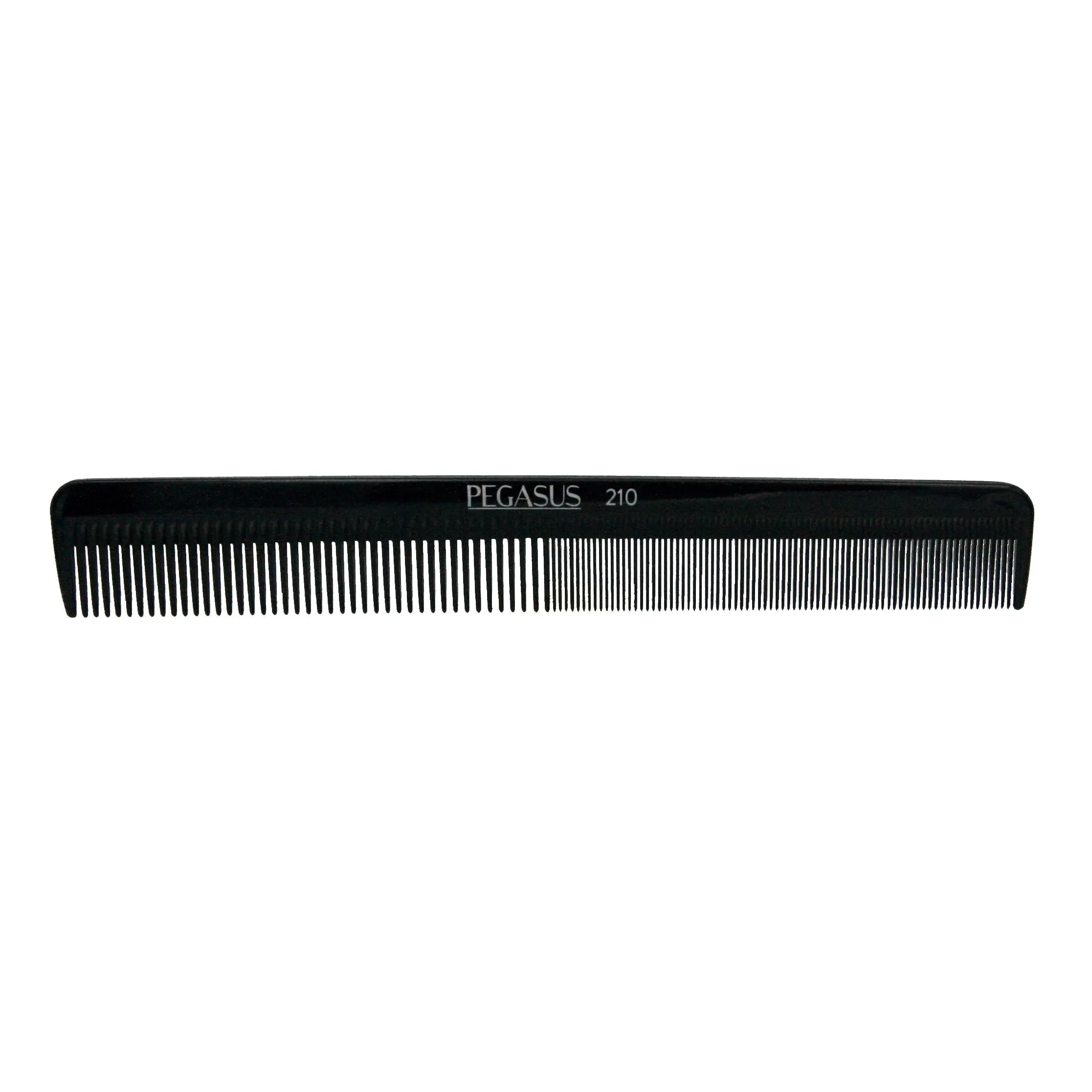 Pegasus 210, 8in Hard Rubber  Cutting Comb, Handmade, Seamless, Smooth Edges, Anti Static, Heat and Chemically Resistant, Wet Hair, Everyday Grooming Comb | Peines de goma dura - Black