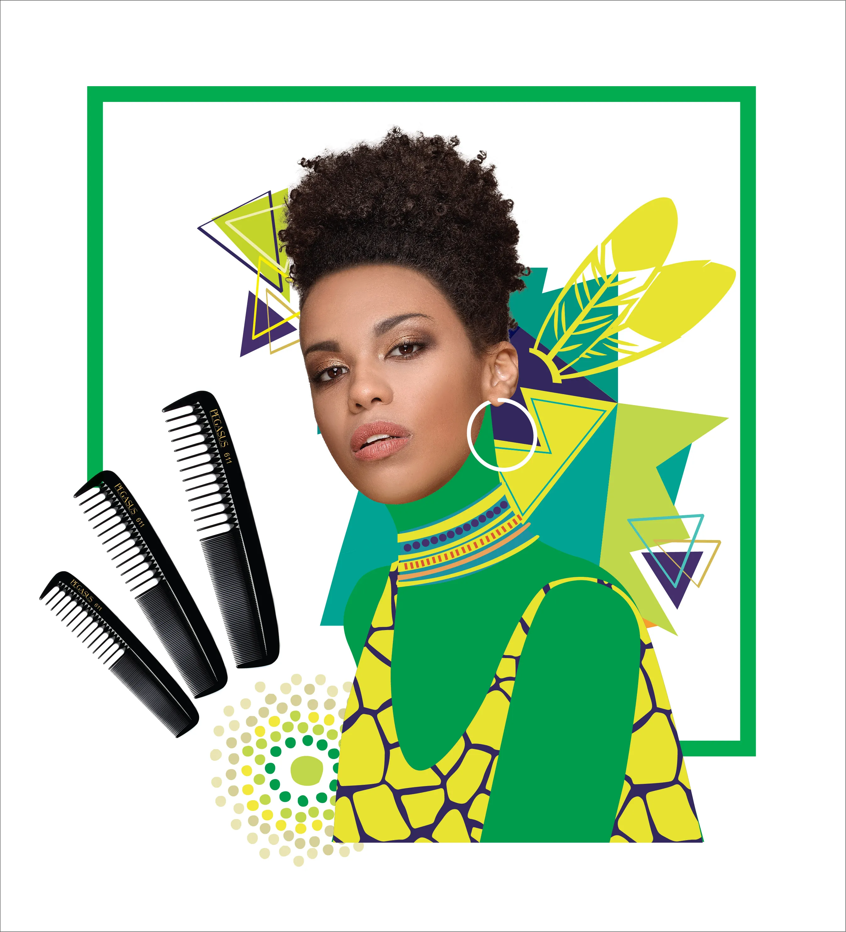 Pegasus 601, 3.5in Hard Rubber Lice Comb, Handmade, Seamless, Smooth Edges, Anti Static, Heat and Chemically Resistant Comb | Peines de goma dura - Black
