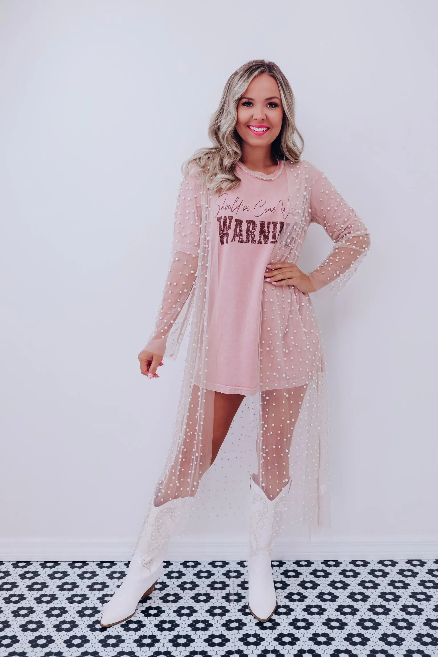 Precious As A Pearl Sheer Maxi Kimono - Nude