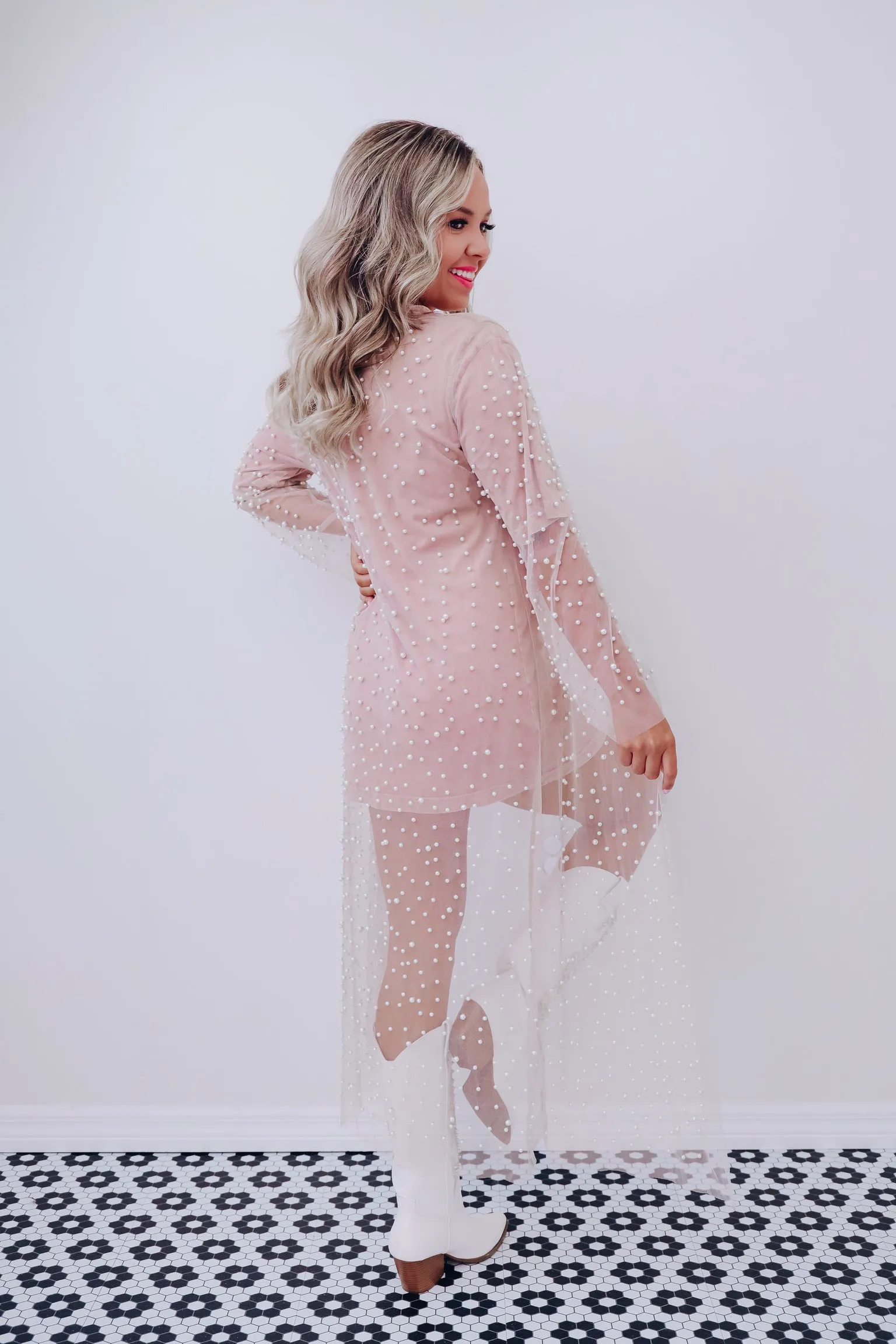 Precious As A Pearl Sheer Maxi Kimono - Nude