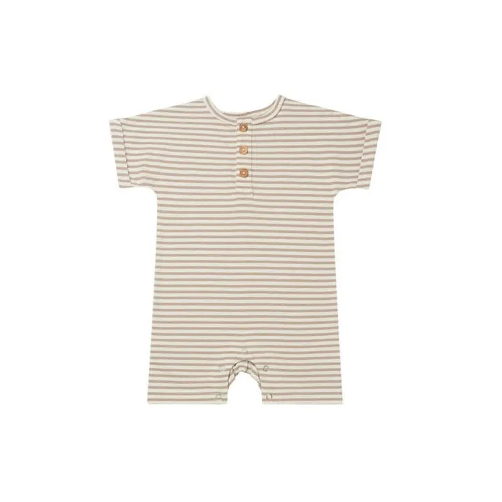 Quincy Mae S/S Romper - Warm Grey Stripe