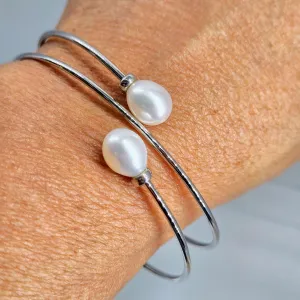 "Basic - Not Boring" Free Size Bracelet - Pearls, Sterling