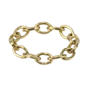 "Diana" 14 Karat Yellow Gold Handmade Flexible 18 Gauge Link Chain Ring