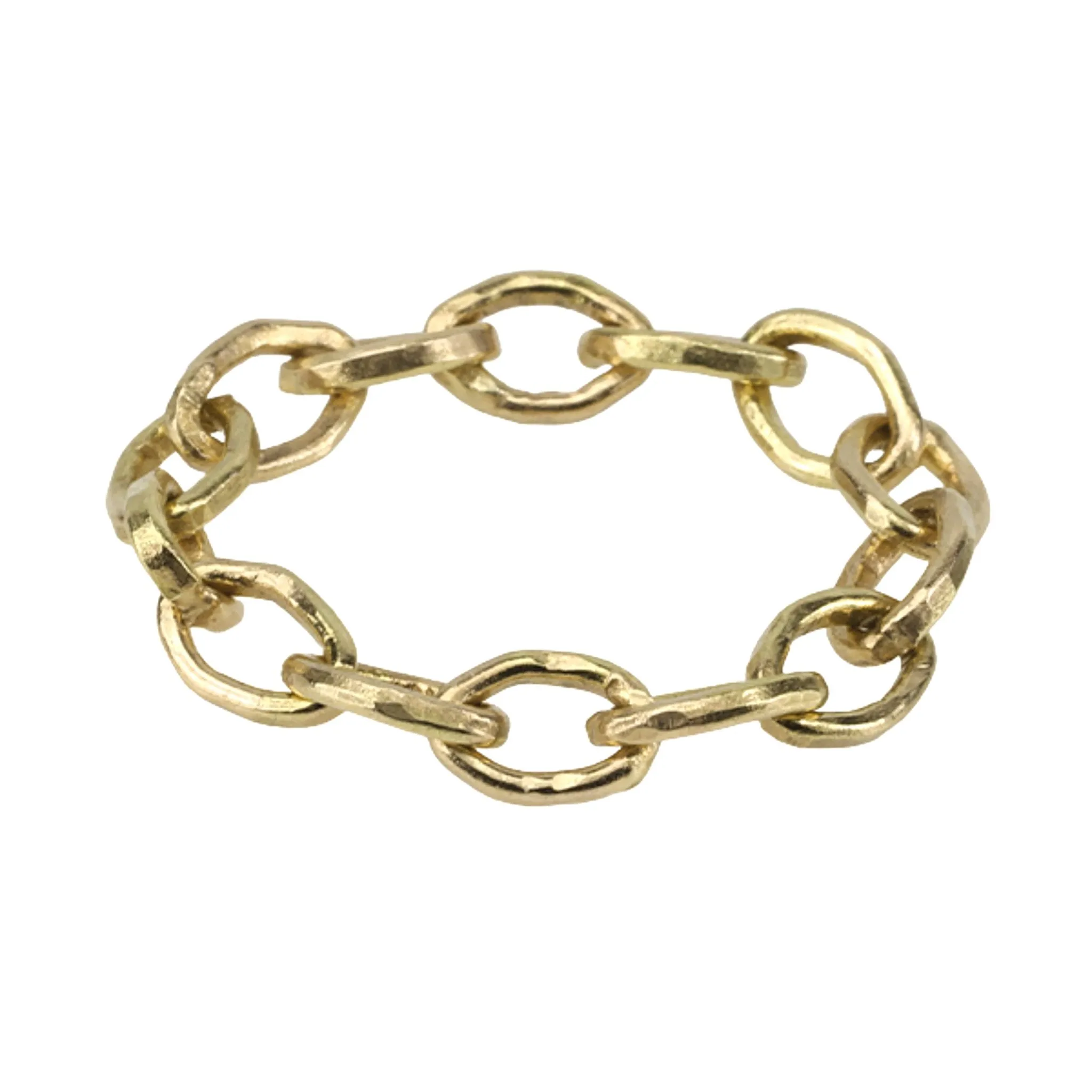 "Diana" 14 Karat Yellow Gold Handmade Flexible 18 Gauge Link Chain Ring