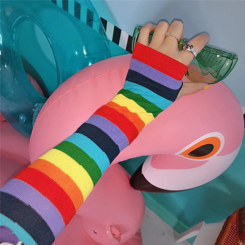 "RAINBOW KNIT WARM SUNSCREEN" SLEEVES & STOCKINGS K052507