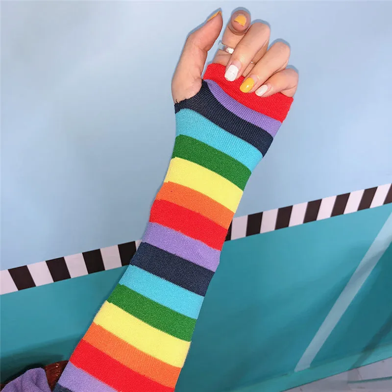 "RAINBOW KNIT WARM SUNSCREEN" SLEEVES & STOCKINGS K052507