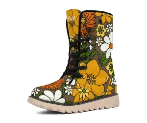Retro Flowers In Bloom Suede Snow Boots