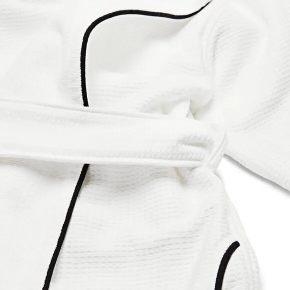 Riley Luxury Hooded Waffle Robe - White - Unisex - Size Small