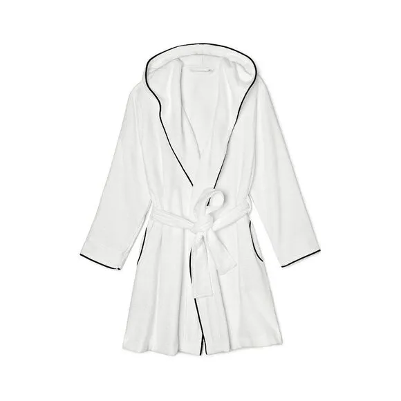 Riley Luxury Hooded Waffle Robe - White - Unisex - Size Small