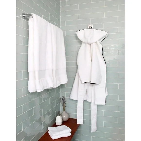 Riley Luxury Hooded Waffle Robe - White - Unisex - Size Small