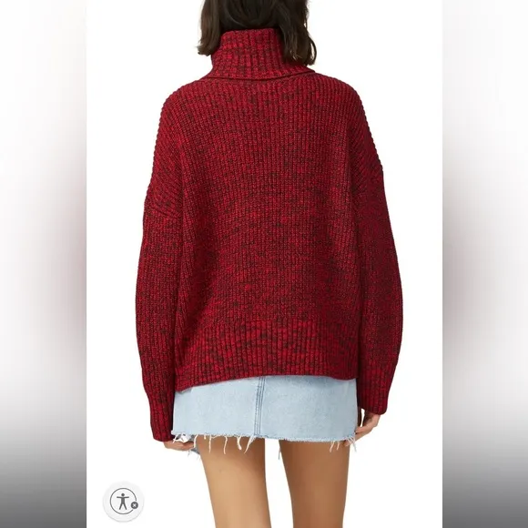 Sanctuary Red Marbled Roll Neck Sweater, RTR