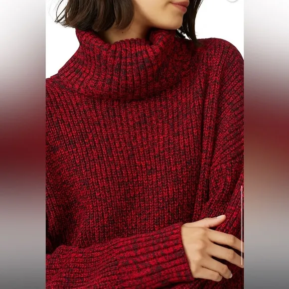 Sanctuary Red Marbled Roll Neck Sweater, RTR