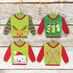 Set of 4 Cozy Farmhouse Holiday Sweater Ornament