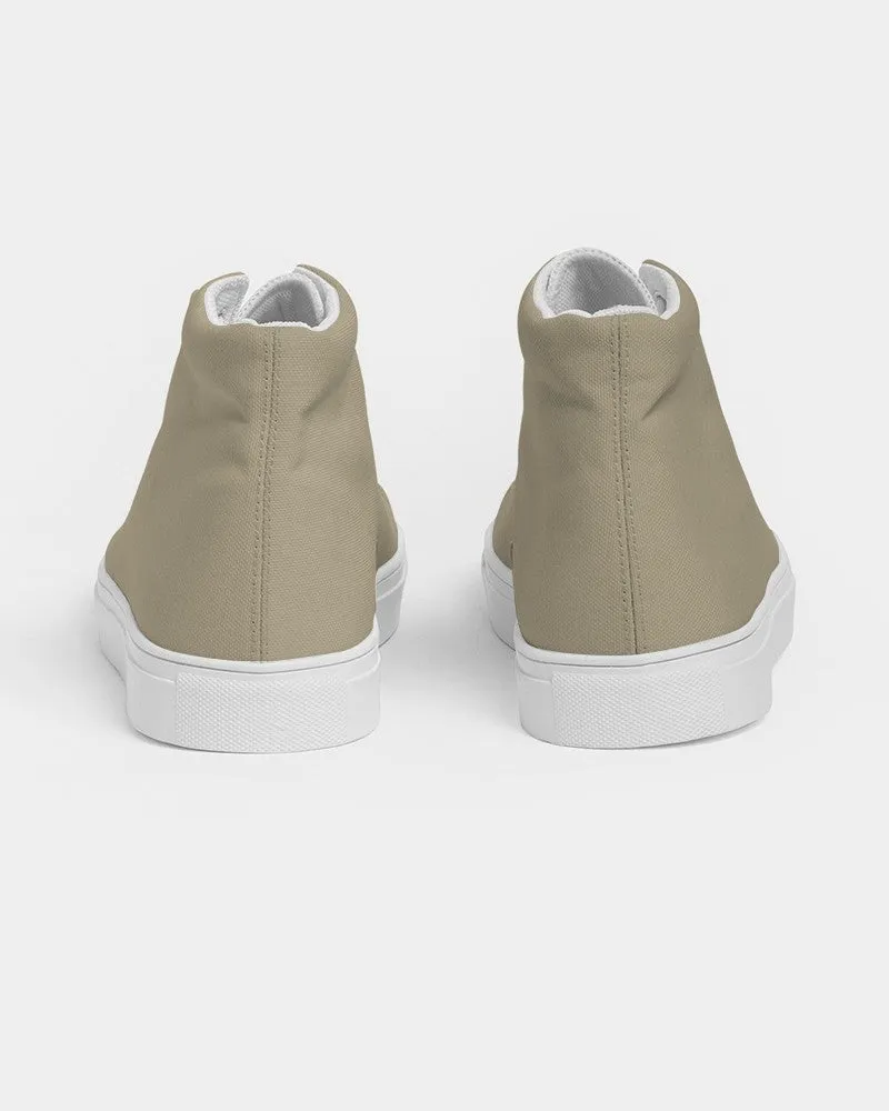 Shaded Pale Pastel Yellow Brown High-Top Canvas Sneakers | Men's | C0M8Y30K30