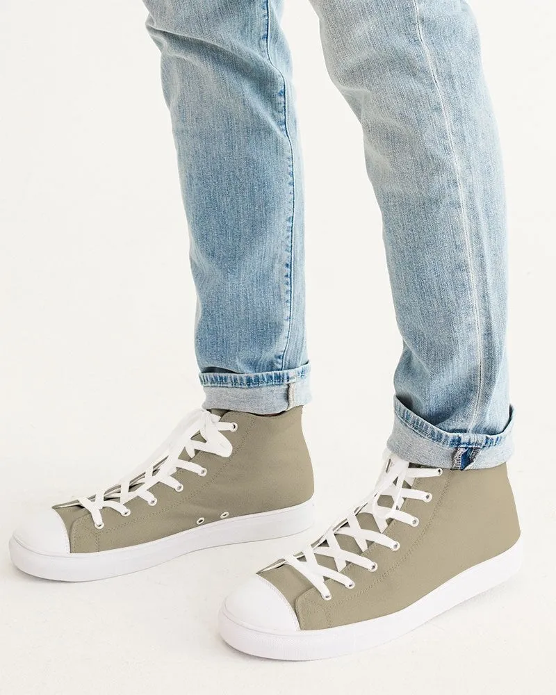 Shaded Pale Pastel Yellow Brown High-Top Canvas Sneakers | Men's | C0M8Y30K30