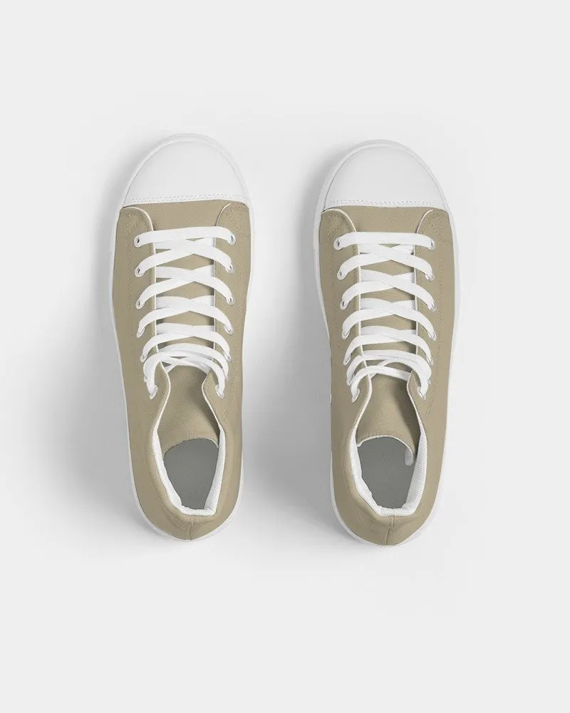 Shaded Pale Pastel Yellow Brown High-Top Canvas Sneakers | Men's | C0M8Y30K30
