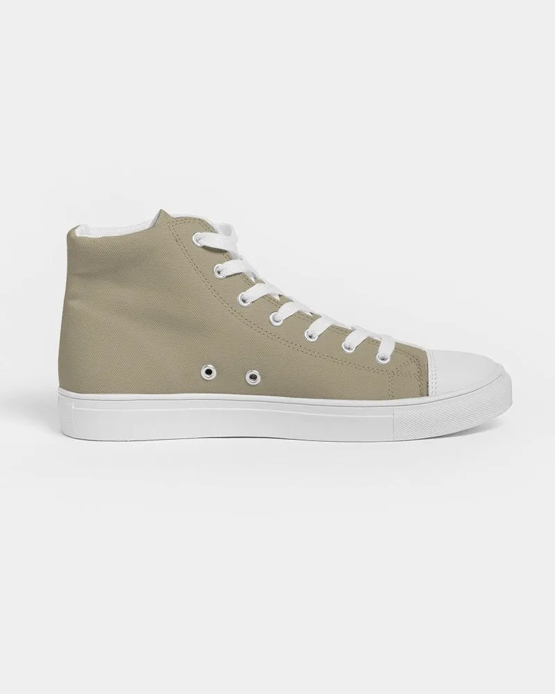 Shaded Pale Pastel Yellow Brown High-Top Canvas Sneakers | Men's | C0M8Y30K30