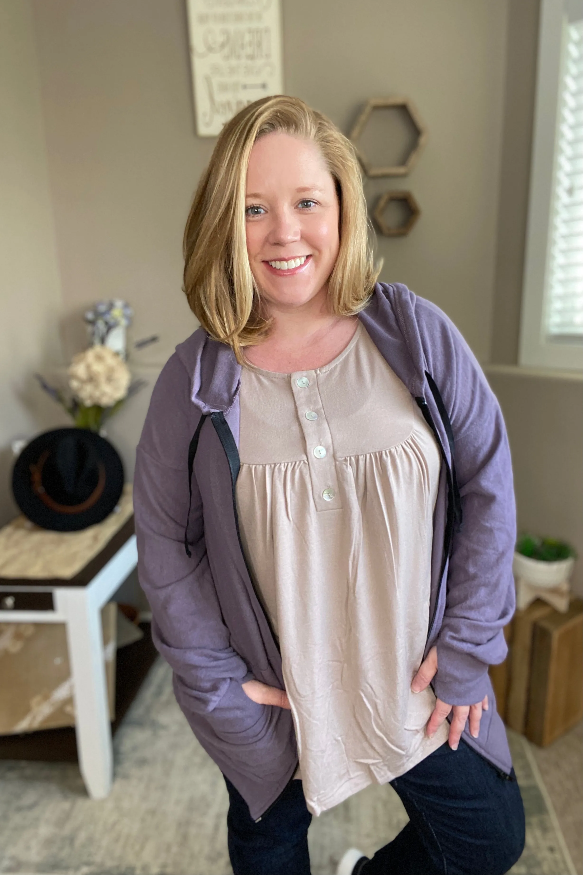 Short Sleeve Shell Button Top