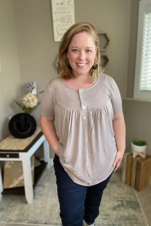 Short Sleeve Shell Button Top
